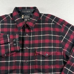 Eddie Bauer Legend North Cascade Shirt Jacket Plaid Wool Blend Mens L Red‎ Black
